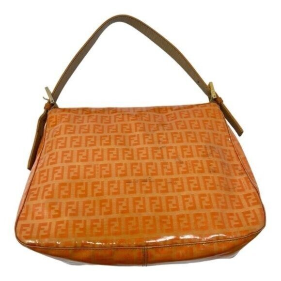 Fendi Zucchino Mama Forever Patent Leather Orange Baguette Shoulder Bag - Picture 6 of 16